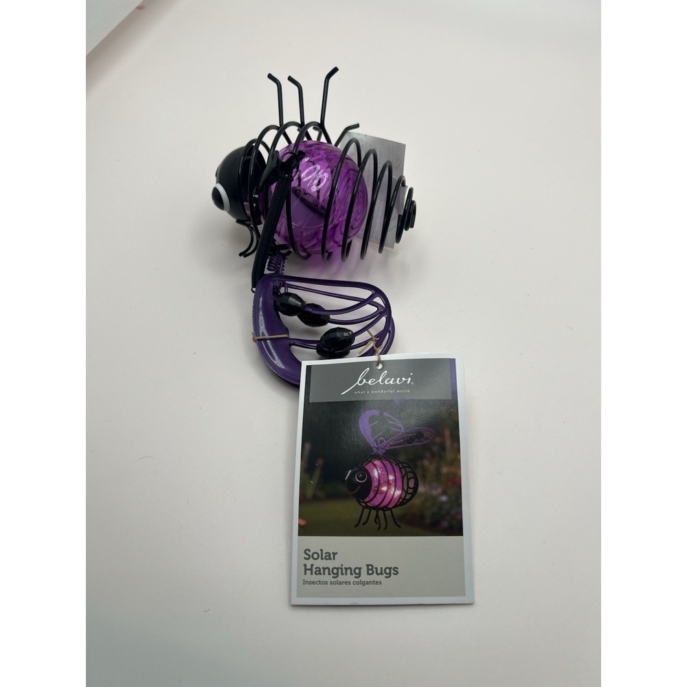 Belavi Solar Hanging Bug Purple Black Metal LED Garden Light Outdoor Decor 71703